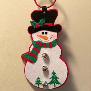 Handmade snowman door hanger